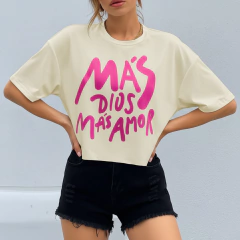 Remera (corte BOX) MÁS DIOS, MAS AMOR
