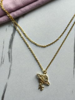ACERO+ GOLD FILLED- Collar Saturn en internet