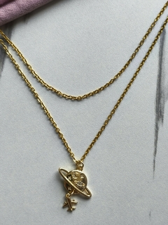 ACERO+ GOLD FILLED- Collar Saturn - Volkana Joyas