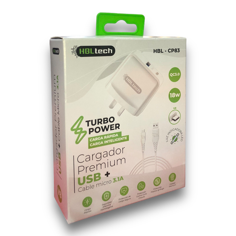 CARGADOR TURBO POWER HBL-CP83 MICRO USB 3.1A