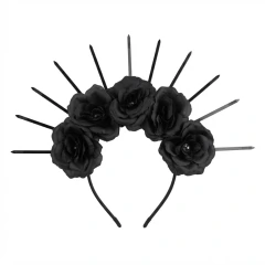 Diadema Balaca De Flores Negras Estilo Catrina - Halloween - comprar en línea
