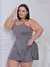 Conjunto Feminino Fitness Plus Size Top e Short Saia No Tecido Ronantic: Top Com Suporte Para Bojo