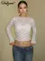 Dulzura manga moletom transparente renda colheita top sólido sexy bodycon camis - Stella