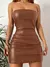 Vestido de couro preto/ marron mini - comprar online