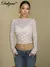 Dulzura manga moletom transparente renda colheita top sólido sexy bodycon camis na internet