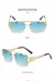 Moda metal leopardo óculos sem aro pontes duplas gradiente oceano filme sombras - comprar online