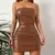Vestido de couro preto/ marron mini