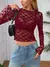 Dulzura manga moletom transparente renda colheita top sólido sexy bodycon camis - Stella