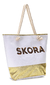 Canasto Playero Bolso Cartera Blanco Con Dorado Cierre Playa - comprar online