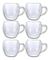 Taza Vaso Doble Pared 250ml X6 Con Asa Vidrio Café