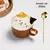 Caneca de café de gato de desenho animado japonês com tampa padrão de gato na internet