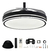 Ventilador De Techo Kanji Retráctil Negro 4 Aspas 6 Velocidades Luz Calida Natural Fria
