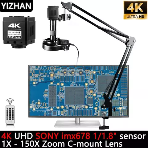 Microscópio digital eletrônico 4k para solda, câmera digital usb hdmi de 48mp