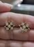 Brinco Flor Zircônia com Gota Vazada