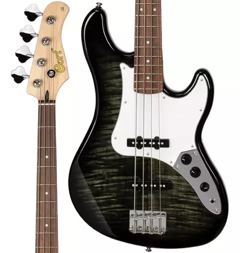 Contrabaixo Cort GB24JJ TBK 4 Cordas Transparent Black