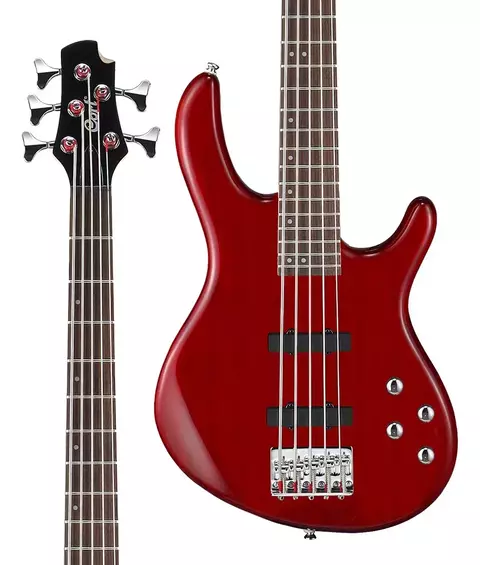 Contrabaixo Cort Action Bass V Plus TR 5 Cordas Transparent Red