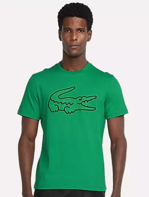 Camiseta Manga Curta Lacoste Esportiva de Algodão Ultra Dry com Logo XXL Verde - comprar online