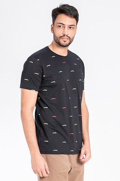 Camiseta Manga Curta Polo USA Leopard Preta - comprar online