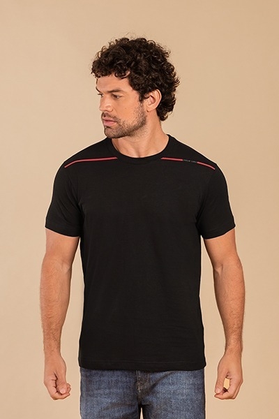 Camiseta Manga Curta Polo USA Red Shoulder Preta - comprar online
