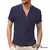 Moda verão algodão linho camisetas casuais masculino manga curta gola v camise - comprar online