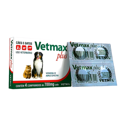 Vetmax Plus Vermífugo Cães e Gatos 4 Comprimidos - 700mg - comprar online