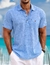 Men's Shirt Amoi Shirt Men's Lapel Single Pocket Short Sleeve Shirt - Graça Estilo Tec