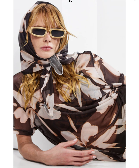 Blusa de Tule Rapel Floral Coffee – Elegante, leve e contemporânea