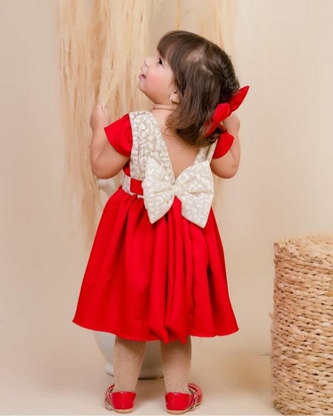 Vestido luxo Vermelho com Renda Pérola - comprar online