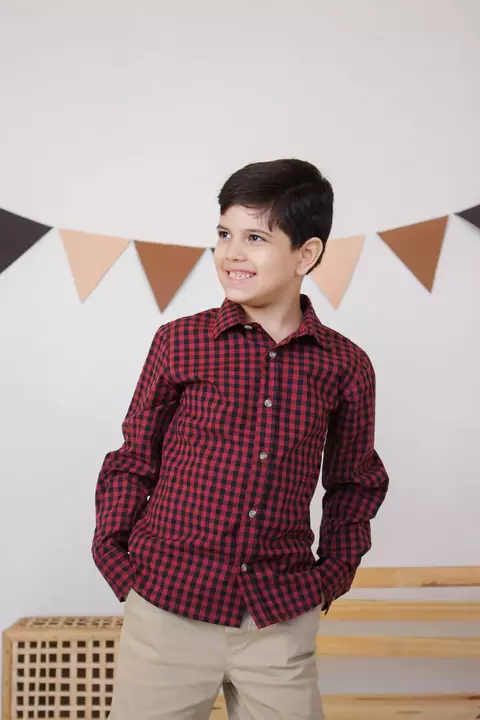 Camisa Xadrez Vinho Longa - comprar online