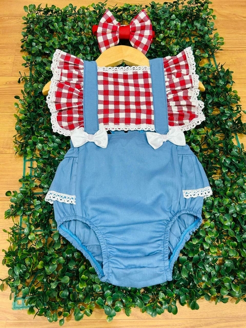 Romper Luxo Xadrez Vermelho