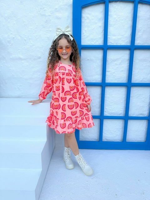 Vestido Alice Arco Íris Coral