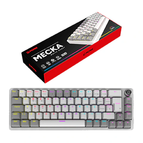 Teclado Mecanico Gamer Pcyes Mecka 65% White Ghost Rainbow