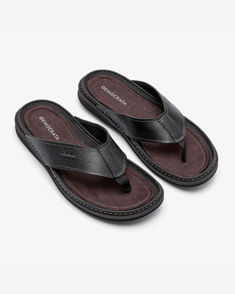CHINELO DE COURO DEMOCRATA LAZY PRETO