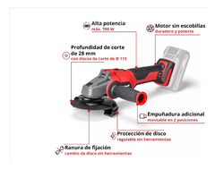 Amoladora Angular Inalámbrica Einhell Axxio 18/115 Q - comprar online