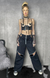 Calça Wide Leg com Recortes e Zíper