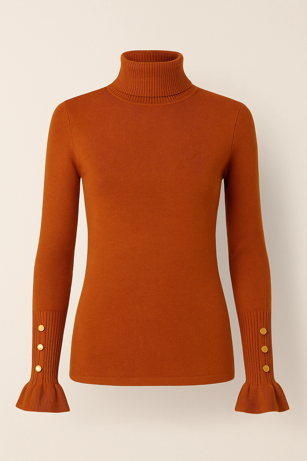 Blusa Tricot - Gola alta com botões