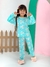 Pijama Infantil Feminino de Suede Estampado Corações - Azul Claro