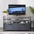Rack Tv Consola Con Estantes Y Cajones Base Metalica Negra Tapas Olmo