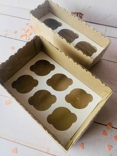 CAJA PARA 6 CUPCAKES TAPA PVC- 17,5×26,5×10CM - MICROCORRUGADO MARRÓN-5019B - comprar online