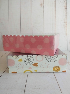 CAJA DEGUSTACIÓN 25X25X8CM- DISEÑOS ROSAS TAPA PVC- CON DIVISIONES- 1017 en internet