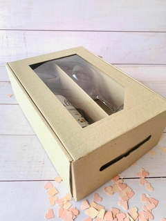 CAJA VINO DOBLE 22X31X11CM CON VISOR- MICROCORRUGADO MARRÓN- 9022 - comprar online