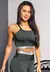 Conjunto URBANLINE Calça Legging Cintura Alta + Cropped Alcinha Cinza Verde com Elásticos - Vouge Move