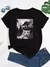Camiseta gato e OVNI com gola redonda na internet