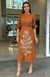 Vestido Midi com Mangas Amplas e Bordados em Alto Relevo - comprar online