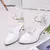 Moda feminina de alta qualidade branco apontou toe fivela cinta couro do plutôn - loja online