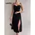 Lovito Elegante Vestido Feminino Liso Plissado com Fenda e Botão Frontal LNL39191 na internet