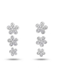 Brinco trio flor - Prata 925
