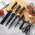 Kit 6 Peças Conjunto de Faca Carne Cutelo Legumes Aço Carbono Descascador Tesoura Profissional