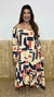 Vestido Cecilia (Estampa Geométrica Laranja & Marinho) - comprar online