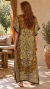 Vestido Kaftan Longo Feminino Amarelo Estampado Étnico Boho Chic - comprar online
